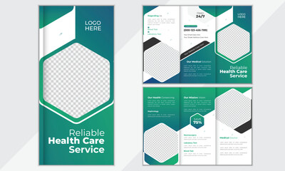 Creative Healthcare  Tri Fold Brochure. Company Marketing Fold Flyer, Brochure, Poster.
