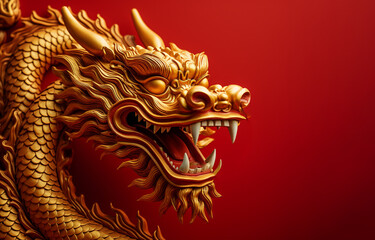 Obraz premium Chinese golden Dragon as symbol of 2024