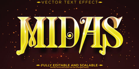 Gold text effect, editable precious and metallic customizable font style.