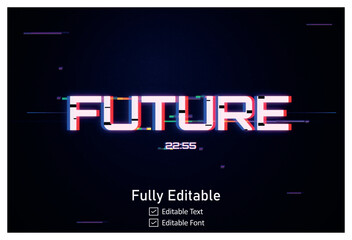 Futuristic Glitch text effect for video game text for editable cyberpunk  text effect