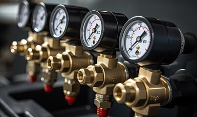 A Lineup of Pressure Gauges Ready for Measurement - obrazy, fototapety, plakaty
