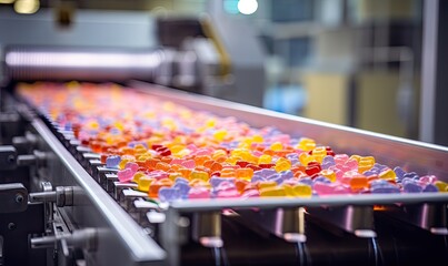 A Rainbow of Gummy Bears on a Sweet, Satisfying Conveyor Belt