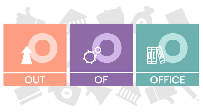 OOO - Out Of Office acronym. business concept background. vector illustration concept with keywords and icons. lettering illustration with icons for web banner, flyer