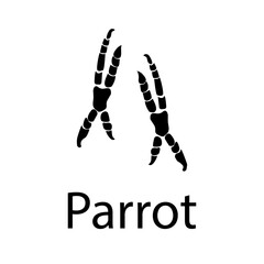 Parrot track paw print, black on white , graphic design doodle style, minimalistic , domestic pet or wild cute animal for different design uses , card , book , banner ,tattoo , fabric or other design  © irina