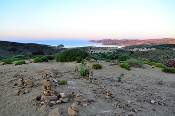 stone castles - Ammothines, Gomati area, Lemnos island, Greece, Aegean Sea