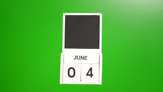 Calendar with the date June 4 on a green background. Illustration for an event of a certain date.