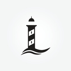 lighthouse symbol letter L logo icon black vintage vector illustration template background design