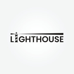 lighthouse symbol logo icon black vintage vector illustration template background design