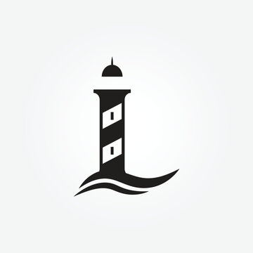 recommend clip art: lighthouse symbol letter L logo icon black vintage vector illustration template background design