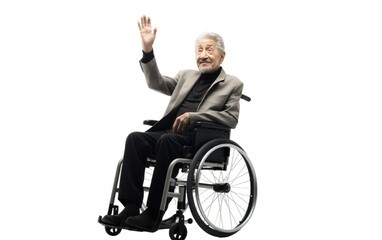 Aged Man Relaxed Wheelchair Moment Isolated on a Transparent Background PNG.