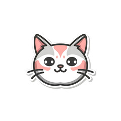 pastel colors ,cat , logo , illustration , vector , cartoon , white outline , thin outline , sticker Generative AI