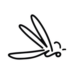 Dragonfly Line Art Doodle Illustration,  Simple and minimalist insect dragonfly logo design. Outline dragonfly logo