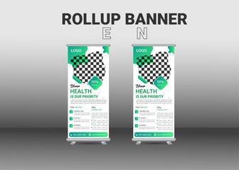 Roll Up Banner Design Template, Abstract Background, Pull Up Design, Modern X-banner, Rectangle Size. Stock Vector