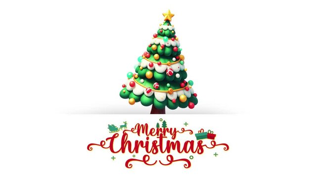 Beautiful Christmas tree animation for Festival wishes and greetings