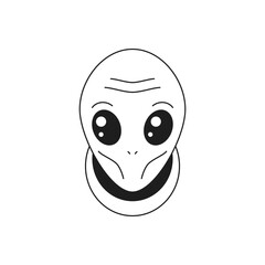 Obraz premium Y2k UFO alien face portrait comic monochrome line retro groovy icon vector illustration