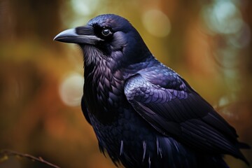 Fototapeta premium Close Up of a Raven in Forest
