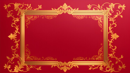 Chinese New Year red and gold frame. The frame is made of gold and has a floral design on it