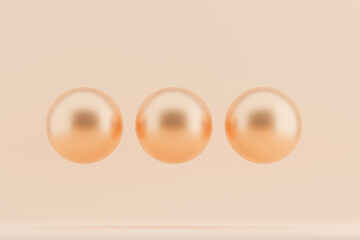 Minimalist metal spheres peach fuzz color of the year 2024 3d elements.