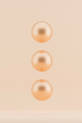 Minimalist metal spheres peach fuzz color of the year 2024 3d elements.