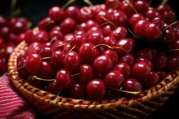 Fresh Cherries with Water Droplets Close-Up