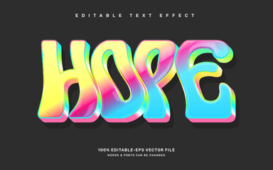 Colorful Hope text effect, groovy editable text effect