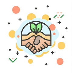 pastel colors ,Trust, logo , illustration , vector , cartoon , white outline , thin outline , sticker Generative AI