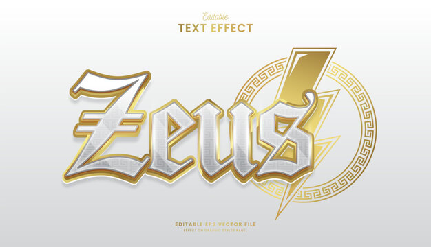 decorative editable zeus thunder text effect vector design