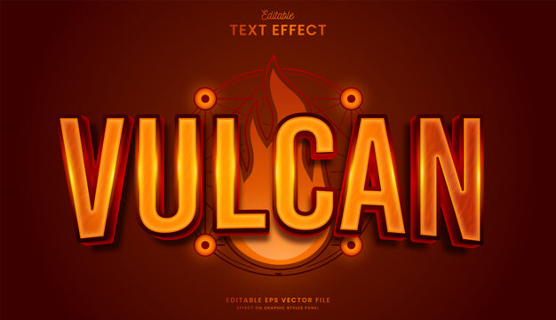 decorative editable fire vulcan text effect vector design