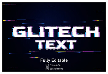 Futuristic Glitch text effect for video game text for editable cyberpunk  text effect - obrazy, fototapety, plakaty