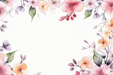 Fototapeta na wymiar Elegant blossom flower frame with watercolor style for background and invitation wedding card