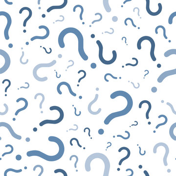 Social media question seamless blue pattern