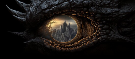 The dragon's eyes with castle in it