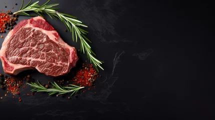 Foto op Canvas Kansas marbled beef steak with rosemary © Arima