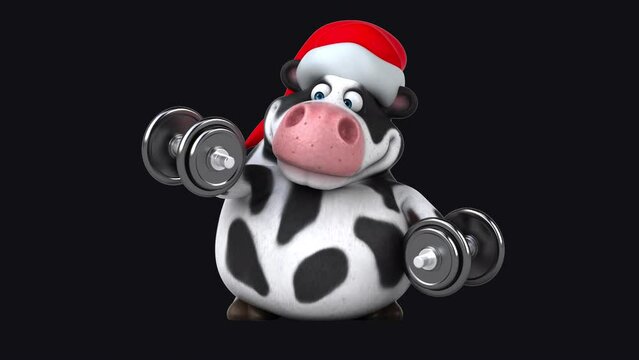 Fun 3D cartoon cow with weights (with alpha channel included)