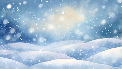 Beautiful background image of light snowfall falling over of snowdrifts - Painting style