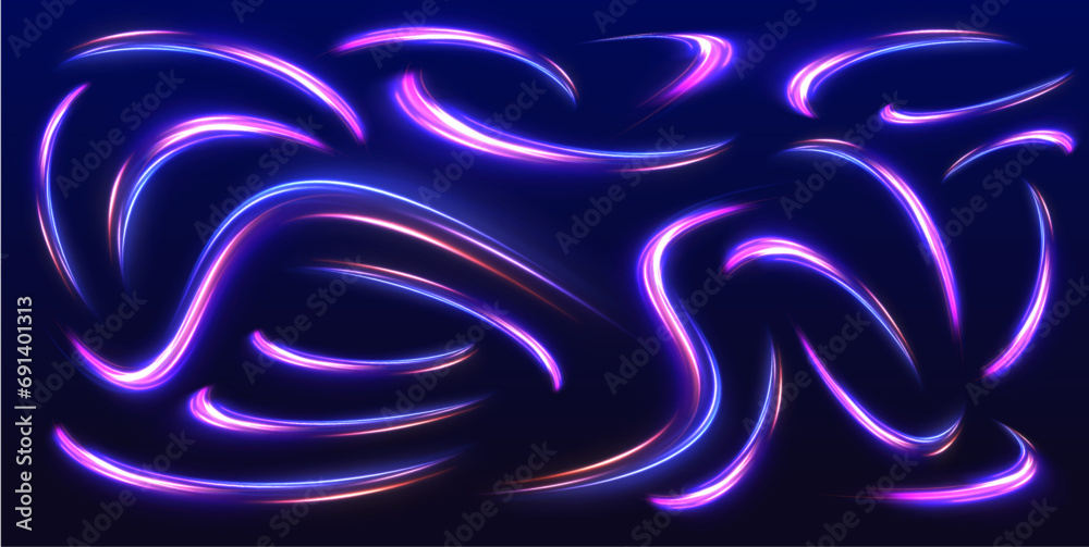 Poster image of speed motion on the road. abstract comet of light in galaxy. creative vector illustration o