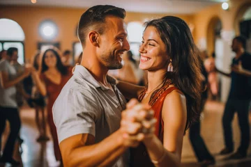 Rollo Couple in the dancing class. Learning how to dance for wedding dance, for their first dance, recreation for couple, spending quality time together. © VisualProduction