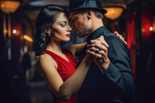 Professional dancers dancing tango, preparing for a world dance competition.