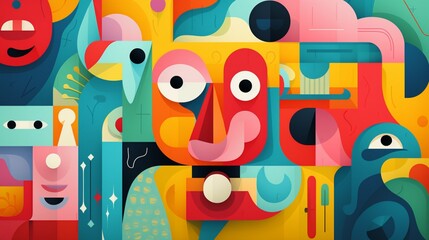 an icon representing playfulness, using whimsical shapes, cheerful colors, and a lighthearted expression against a fun and vibrant solid background.