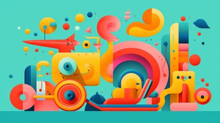 an icon representing playfulness, using whimsical shapes, cheerful colors, and a lighthearted expression against a fun and vibrant solid background.