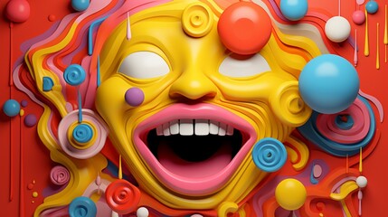 a 3D emoji depicting excitement with dynamic lines, energetic colors, and a spirited expression against a lively solid background