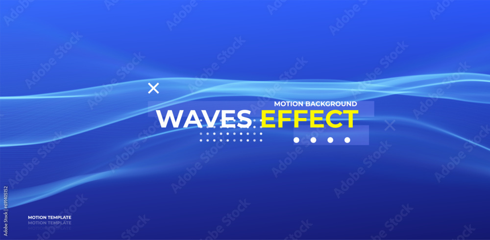 Wall mural blue abstract wave. magic line design. flow curve motion element. neon gradient wavy illiustration.