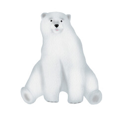 Watercolor drawing polar bear isolate on a white background. Cute Teddy Bear sitting for the design of children's cards and postcards.