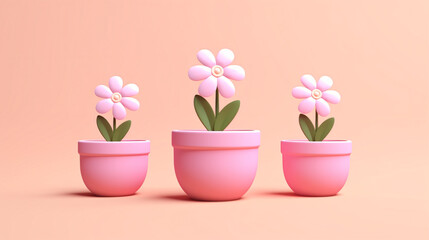 Cartoon style Flower pots