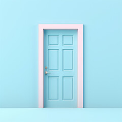 Cartoon style minimal closed door