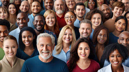 Group of happy multiethnic and multi aged people smiling to camera. - Powered by Adobe