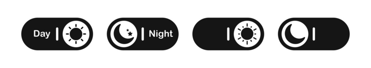  Day and night mode switch. Day, night interface toggle. Dark mode switch icons. Vector day night switch - obrazy, fototapety, plakaty