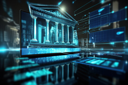 Cryptocurrency fintech, online banking concept.