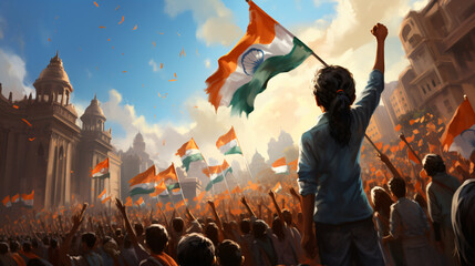 realistic representation of India Republic Day, the cultural and national significance of the event. Generative AI - obrazy, fototapety, plakaty