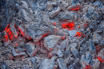 Texture of burning coals. Abstract background of burning coals.